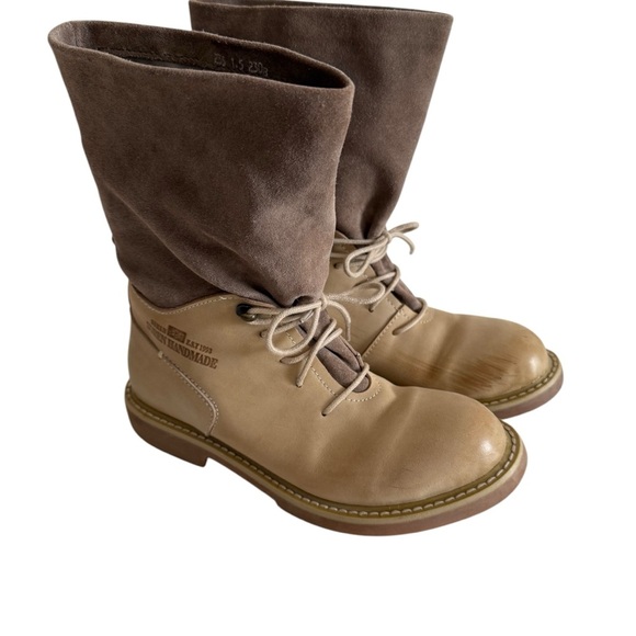 Tan and Brown Lace Up Boots with Sturdy Sole - Picture 1 of 15